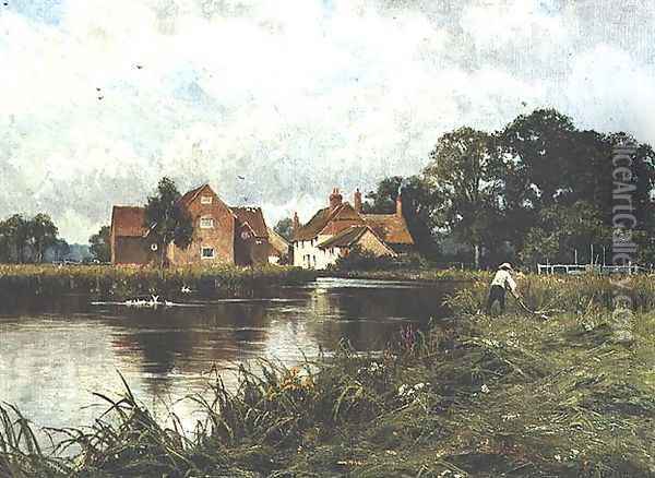 Padworth Mill on the River Kennet Oil Painting - Edward Wilkins Waite