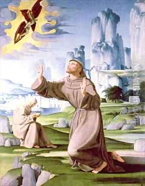 St Francis Receiving the Stigmata Oil Painting - Pietro (Pietro Hispano) Francione