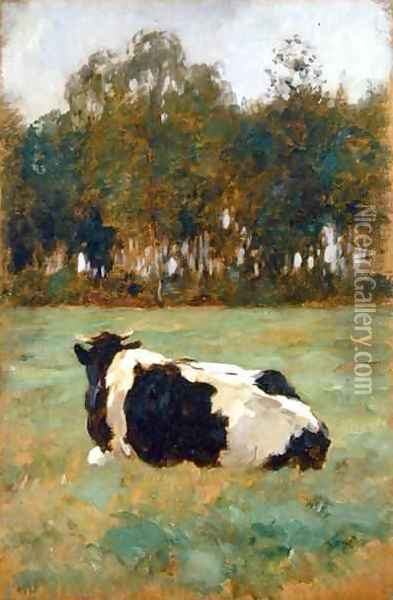 A Cow in the Meadow Oil Painting - Thomas Ludwig Herbst