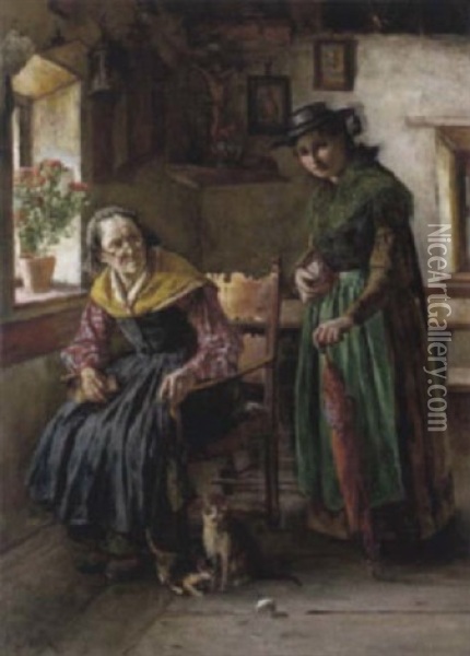 Vor Dem Kirchgang Oil Painting - Alfred Jirasek