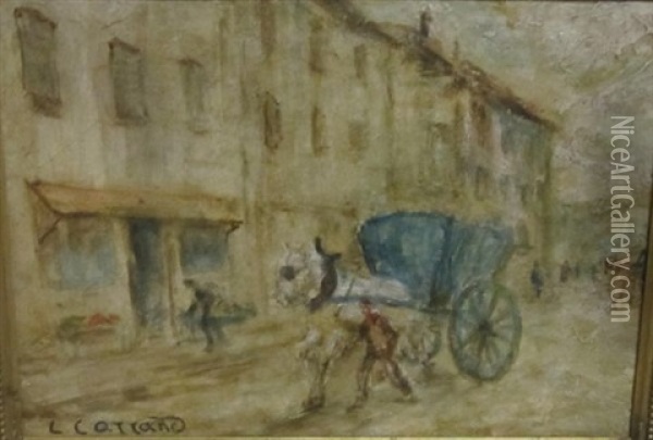 Vue De Village Oil Painting - Louis-Hilaire Carrand
