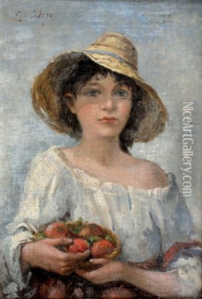 Jeune Fille A La Corbeille De Fruits Oil Painting - Edmond Jean de Pury