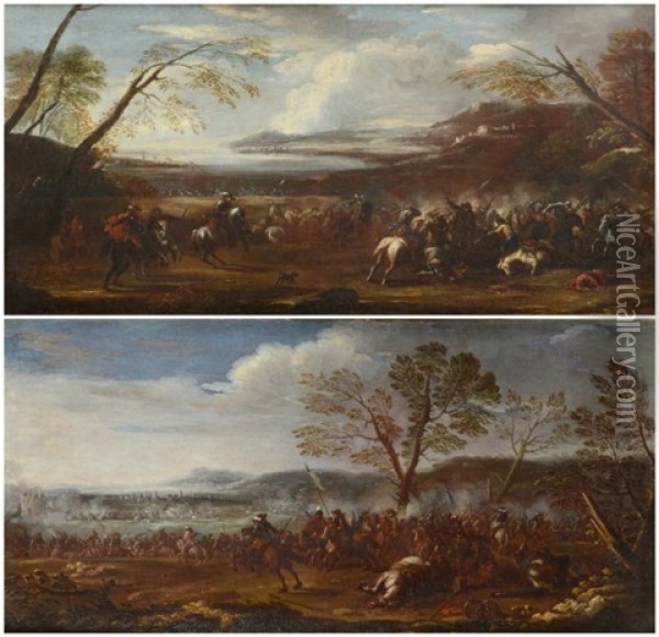 Chocs De Cavaleries Europeennes (pair) Oil Painting - Francesco Simonini
