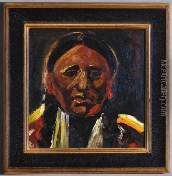 Indian Portrait Oil Painting - Merton Clivette