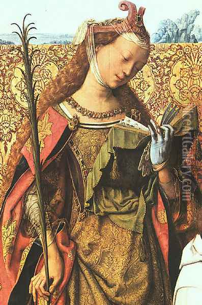 St. Agnes Oil Painting - Master Of The St. Bartholomew Altarpiece