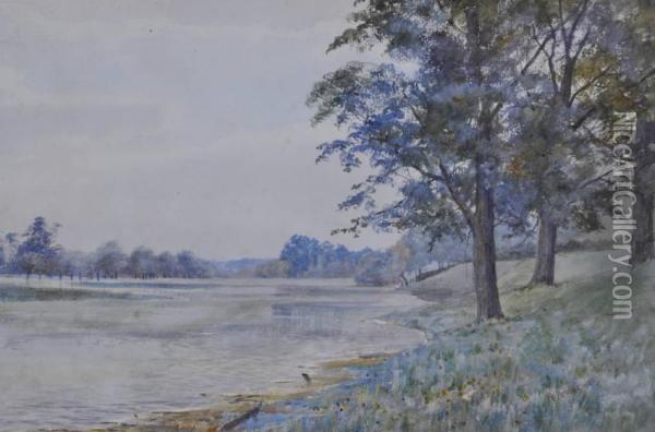 Flooded Fields Beside The River Ouse Near Bedford Oil Painting - Arthur Anderson Fraser