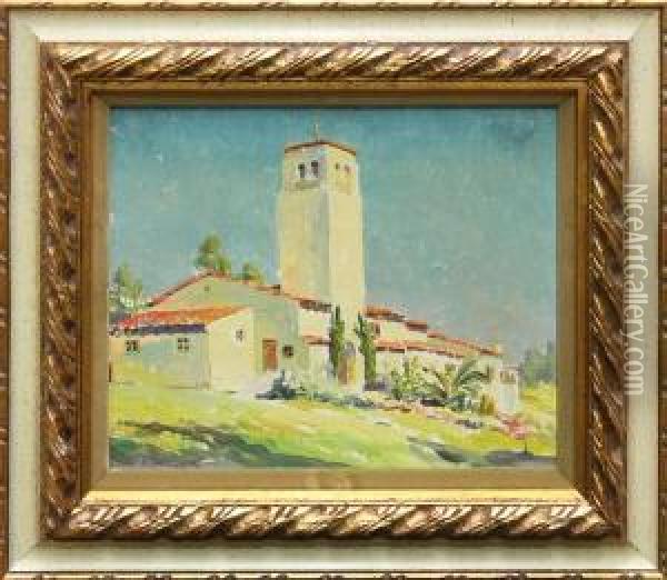 View Of A Mission Oil Painting - Vladimir Perfilieff