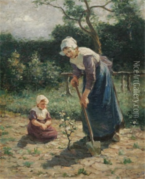 Kvinna Och Barn Oil Painting - Jacobus Frederik Sterre De Jong