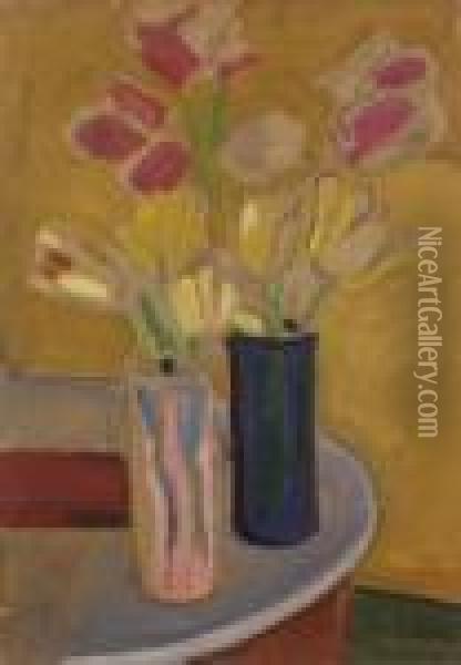 Bouquet De Tulipes Oil Painting - Alfred Lesbros