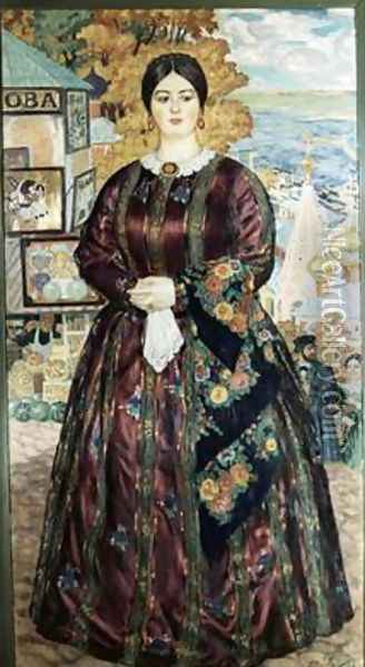 The Merchants Wife Oil Painting - Boris Kustodiev