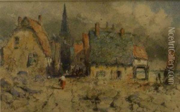 Cottages By The Sea Oil Painting - George Knox