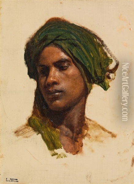 Portrait Of A Sharif (head Study) Oil Painting - Carl Leopold Mueller