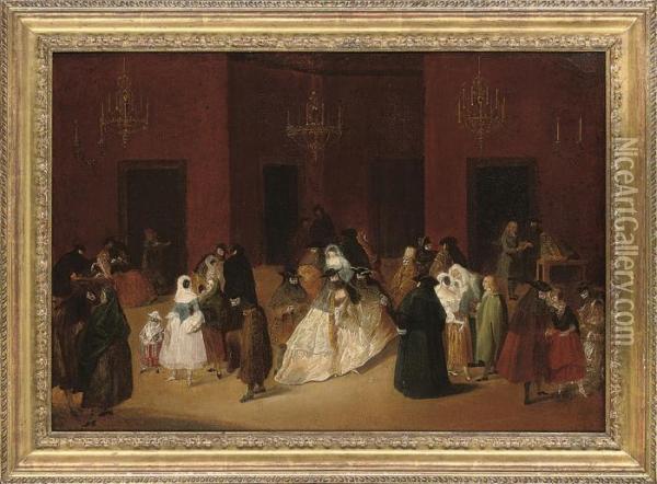 Il Ridotto, Venice Oil Painting - Pietro Longhi