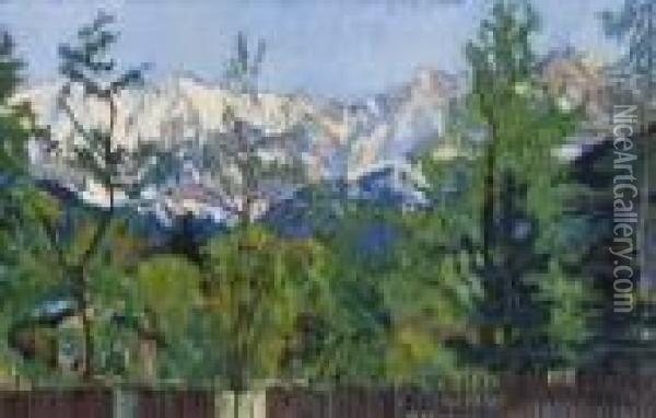 Blick Auf Das
 Karwendelgebirge. Oil Painting - Carl Reiser