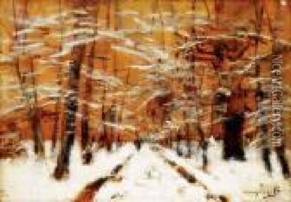 Winter Forest Oil Painting - Laszlo Mednyanszky