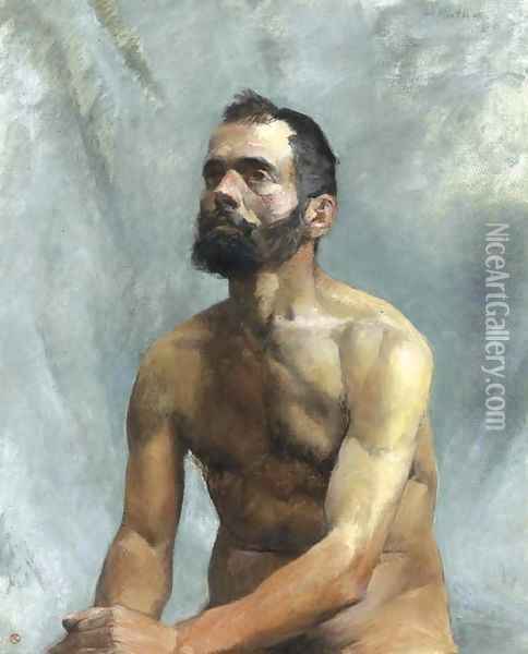 Academie d'homme nu buste Oil Painting - Henri De Toulouse-Lautrec