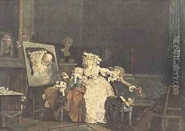 The Two Kisses Oil Painting - Philibert-Louis Debucourt