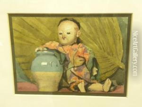 A Chinese Doll Oil Painting - Alfred Kedington Morgan