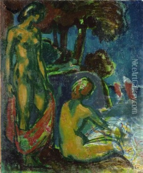 Sosta Al Lago Oil Painting - (Enrico) Ludolf Verworner