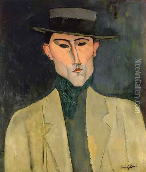 Man witih Hat Oil Painting - Amedeo Modigliani