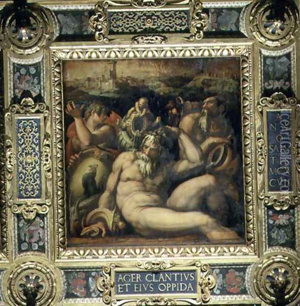 Allegory of the Chianti region from the ceiling of the Salone dei Cinquecento, 1565 Oil Painting - Giorgio Vasari