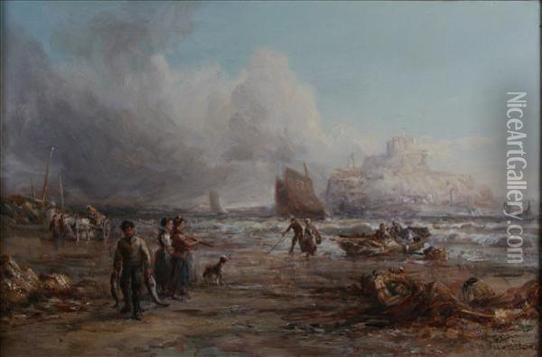 Penzancetrawlers Off St Michaels Mount Oil Painting - William Edward Webb