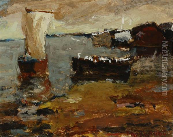 Boats At Rest Oil Painting - Thomas Hunt