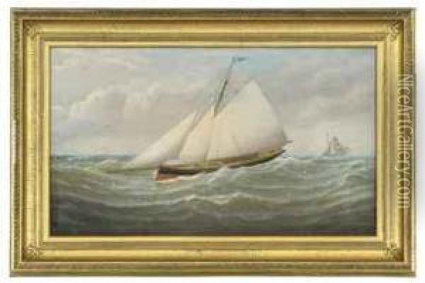 A Sailing Vessel At Sea Oil Painting - Joseph Witham