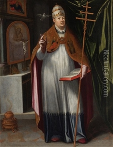 San Gregorio Magno Oil Painting - Luis de Vargas