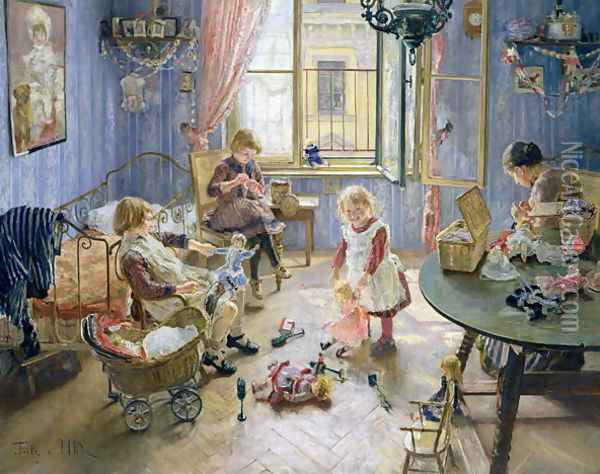 The Nursery, 1889 Oil Painting - Fritz von Uhde