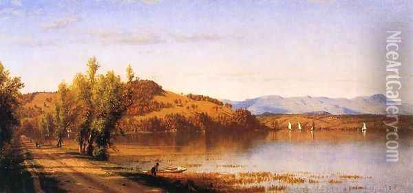 South Bay on the Hudson 1864 Oil Painting - Sanford Robinson Gifford