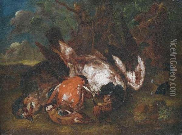 Jagdstilleben Mit Erlegten Vogeln Oil Painting - Dirk Valkenburg