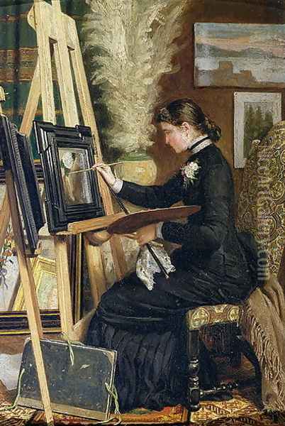Portrait of Josephine Gillow painting at an easel Oil Painting - Guido Guidi