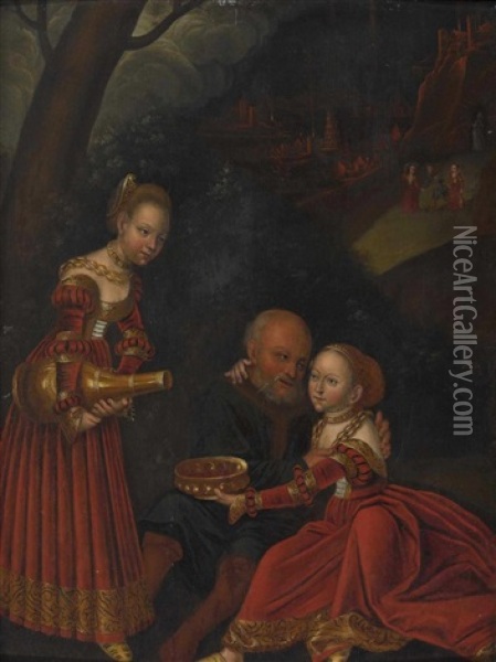 Loth Und Seine Tochter Oil Painting - Lucas Cranach the Elder