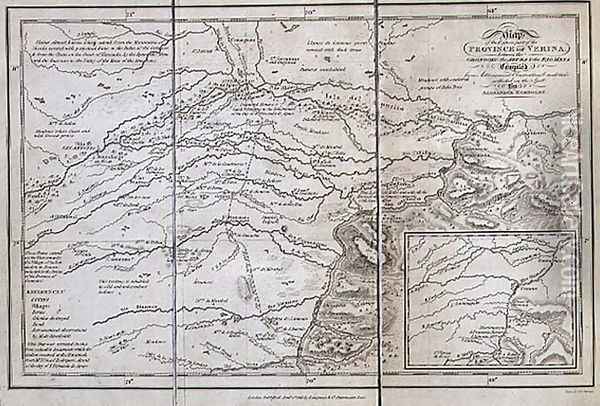 Map of the Eastern part of the Province of Verina between the Oronooko the Abura and the Rio Meta Oil Painting - Humboldt, Friedrich Alexander, Baron von