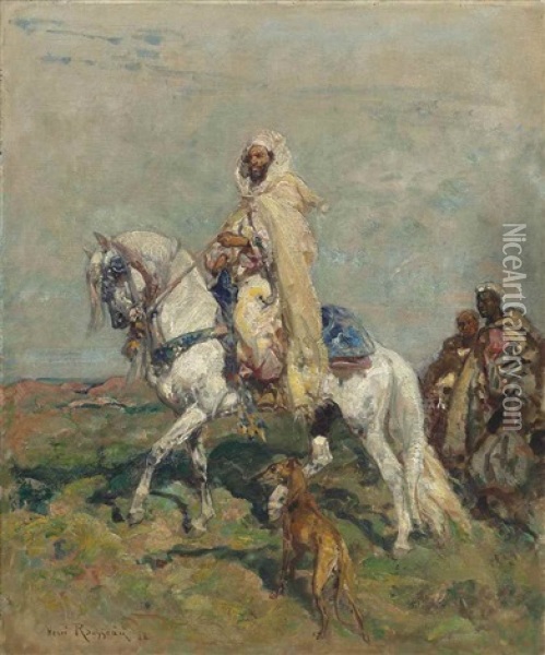 A Chieftain Riding An Arab Stallion Oil Painting - Henri Emilien Rousseau