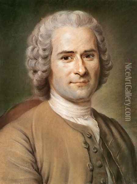 Jean-Jacques Rousseau 1712-78 after 1753 Oil Painting - Maurice Quentin de La Tour