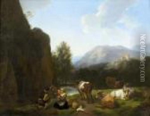 L'heureuse Famille A La Campagne Oil Painting - Christian Wilhelm Ernst Dietrich