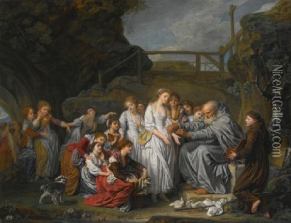 The Hermit, Or The Distributor Of Rosaries Oil Painting - Jean Baptiste Greuze