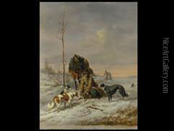 Der Lebendig Gefangene Wolf Oil Painting - Wilhelm Amandus Beer