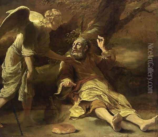Elijah Fed by an Angel 1660-63 Oil Painting - Ferdinand Bol