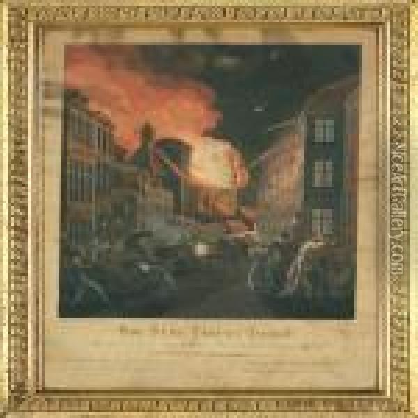 The English Bombardment Of Copenhagen 1807 Oil Painting - Gerhard Ludwig Lahde