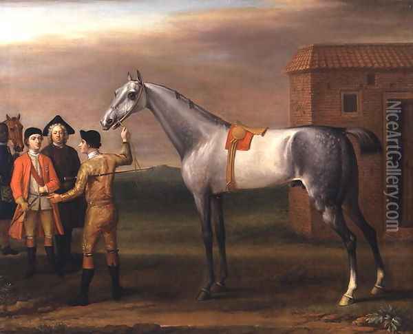 Lamprey, with his owner, Sir William Morgan, at Newmarket, 1723 Oil Painting - John Wootton