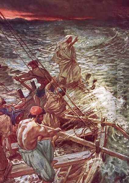 Jesus stilling the tempest Oil Painting - William Brassey Hole