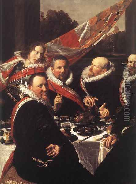 Banquet of the Officers of the St George Civic Guard (detail) 1616 Oil Painting - Frans Hals
