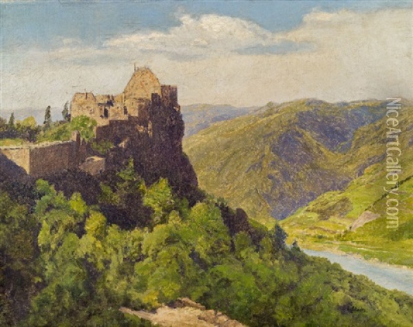 Wachau, Burgruine Aggstein Oil Painting - Konrad Petrides