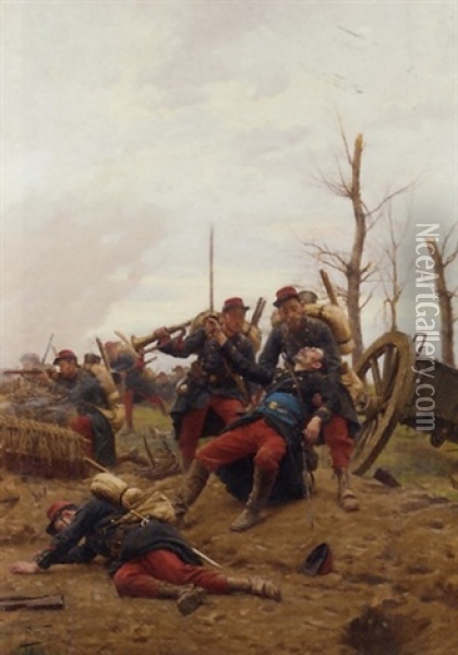 The Fallen Comrade Oil Painting - Paul (Louis Narcisse) Grolleron