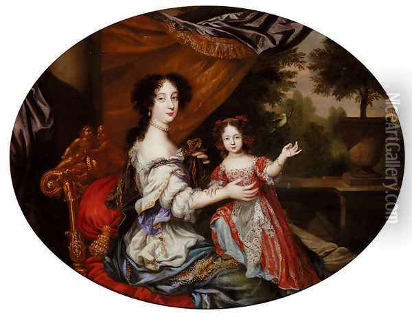 Portrait Of Barbara Villiers, Countess Of Castlemaine (1640-1709), And Her Daughter, Lady Charlotte Fitzroy, Countess Of Lichfield Oil Painting - Henri Gascars