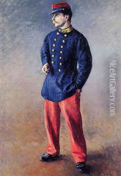 A Soldier Oil Painting - Gustave Caillebotte