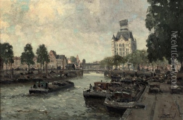 A View Of The Witte Huis, Rotterdam Oil Painting - Gerard Delfgaauw